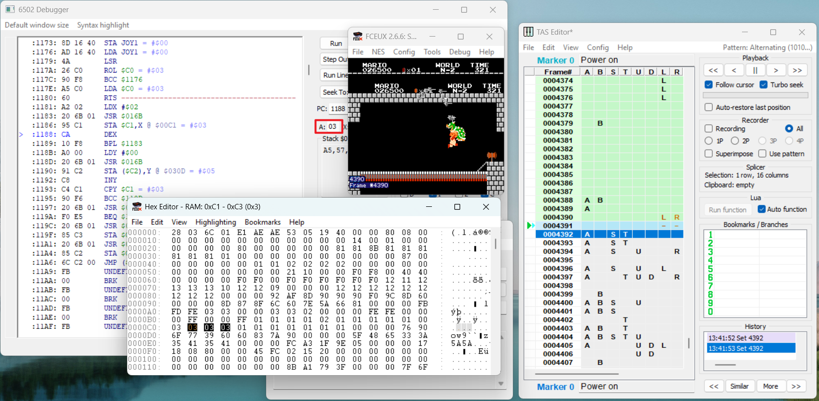 original subroutine not working in FCEUX